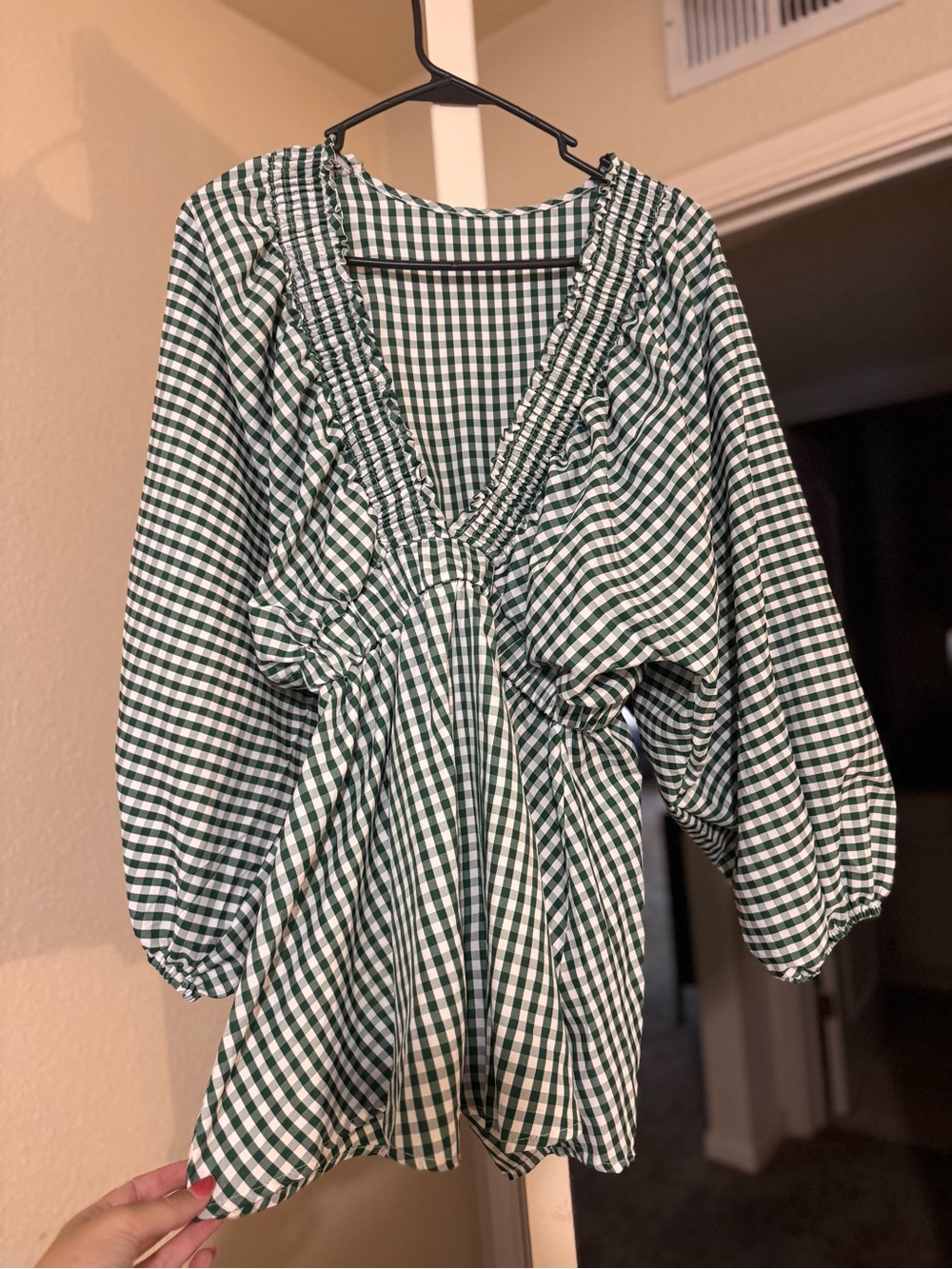 Women’s Green Ruffled V-Neck Romper